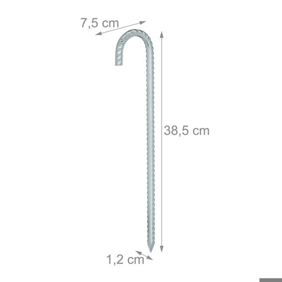 10x Bodenanker Silber | L38,5 cm