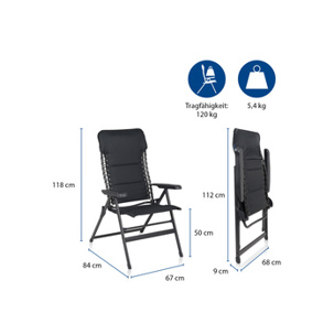 Klappbarer Campingstuhl mit Beinauflage - Anthrazit Hochlehner