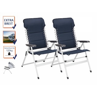 2er Set Klappbare Campingstühle | Verstellbare Hochlehner - Navy Blau