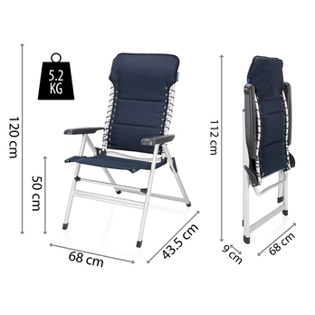 2er Set Klappbare Campingstühle | Verstellbare Hochlehner - Navy Blau