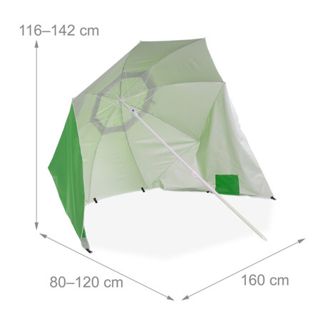 Grüner Strandmuschel-Sonnenschirm (H)210 x Ø 175 cm